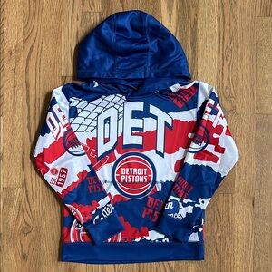 NBA Detroit Pistons Blue and Red Hoodie Sweatshirt